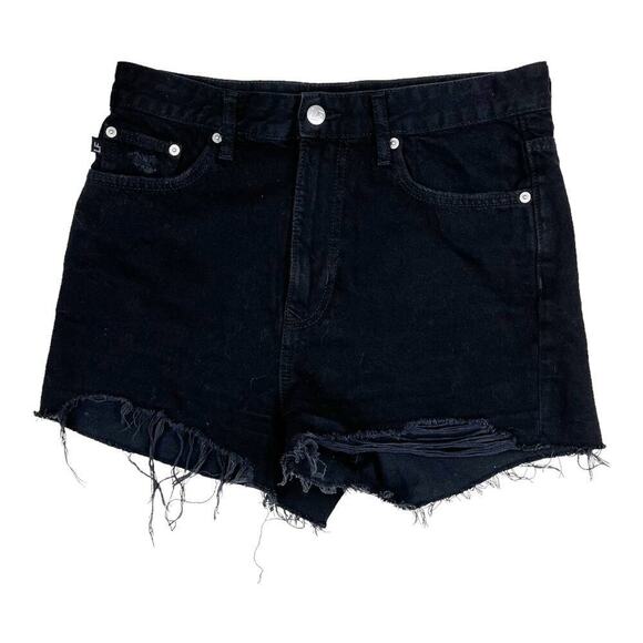 Lovers and Friends Jack High Rise Cut Off Frayed Raw Hem Black Shorts Size 28 - Picture 1 of 8